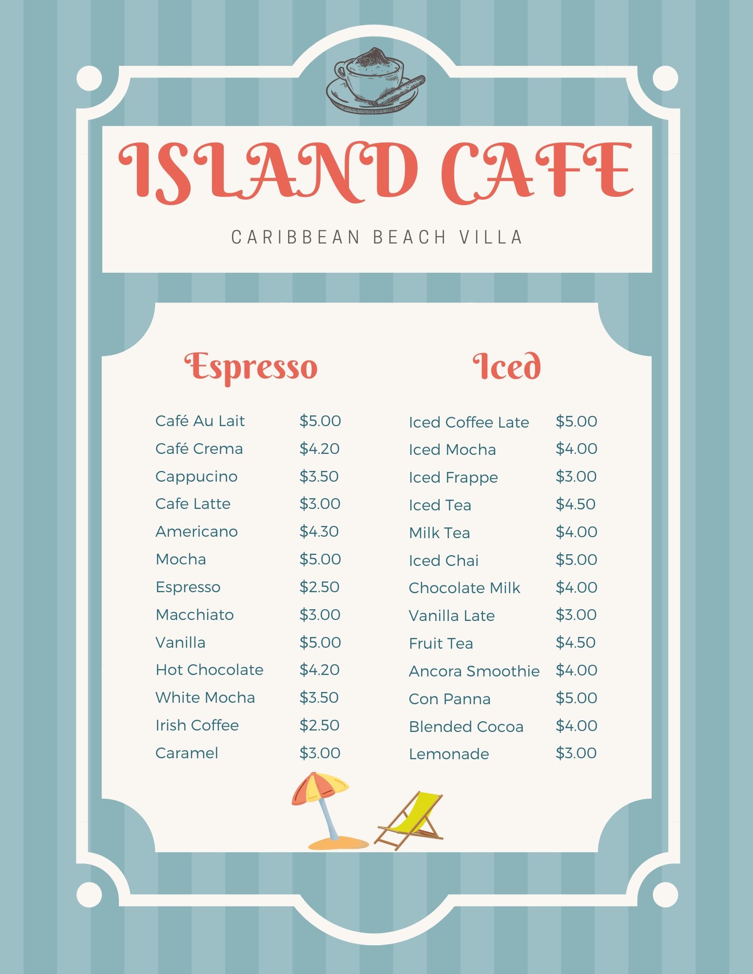 cafe menu